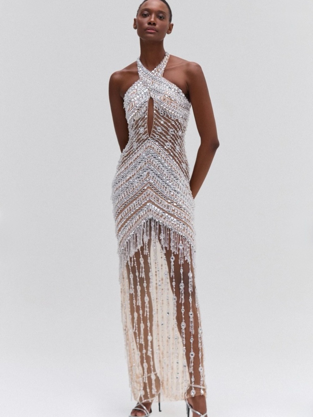 PatBO Hand Embroidered Swarovski Crystal Gown - Picture 4 of 8